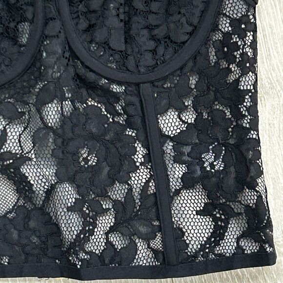 Express Corset Top Size 2 Black Lace Floral Fairygoth Whimsigoth Vamp Renfair - Picture 3 of 8